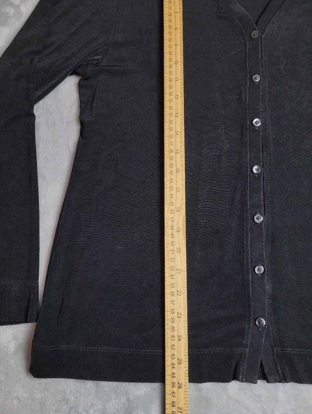 Chico's Travelers Black Slinky Knit Cardigan Size 2 V-Neck Button Front Stretch - Picture 5 of 9